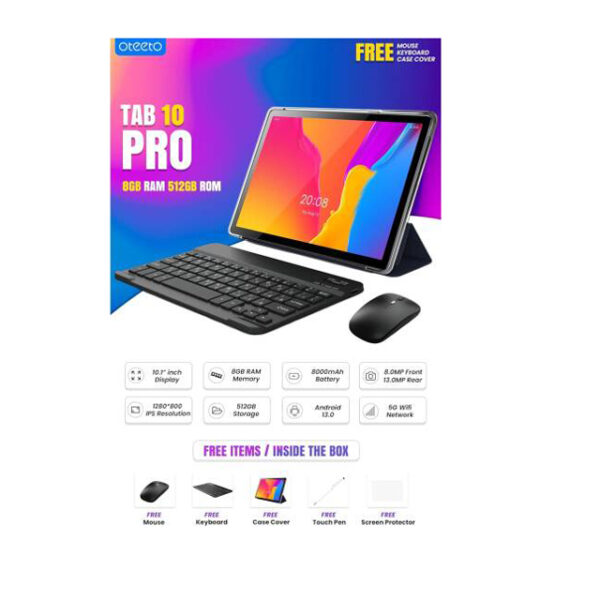 Oteeto Tab 10 Pro – 8GB RAM, 512GB Storage, 10.1" HD Display Android 13 Tablet with 5G - Image 3